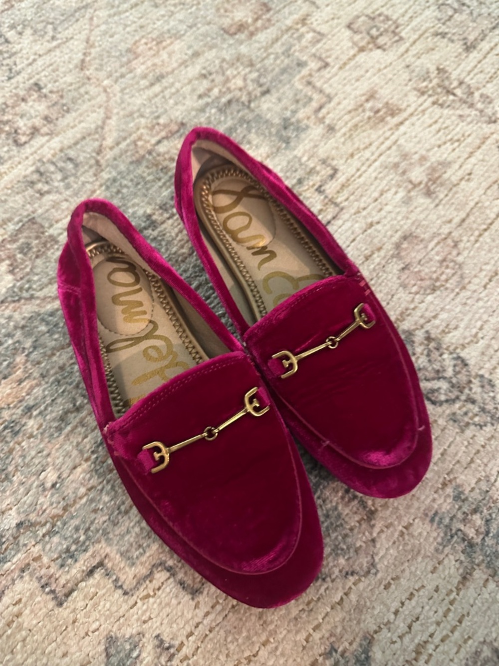 Sam Edelman Velvet Loafers with Gold Bit - Fuchsia